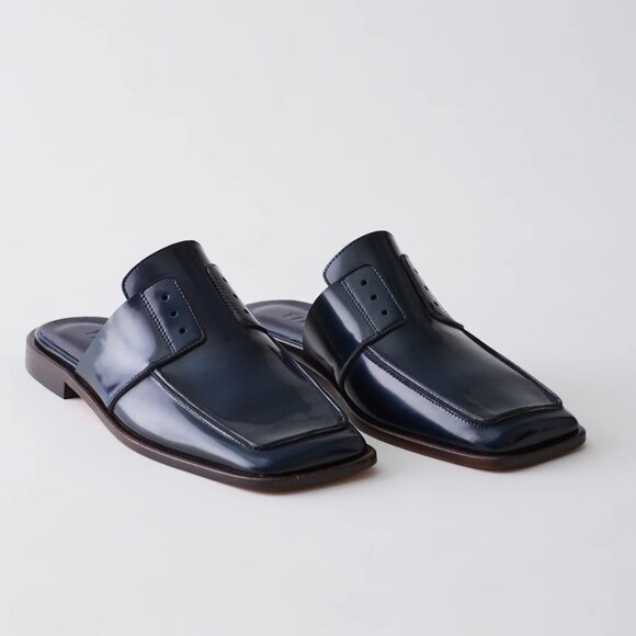 Tibi Pedro Slide Square Toe Loafer, Navy, - Picture 2 of 8